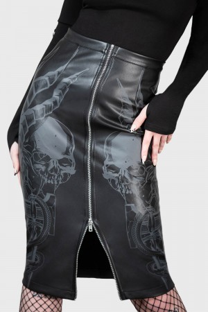 Killstar Darkest Myth Pencil Skirt Negros | 15846-TSVZ
