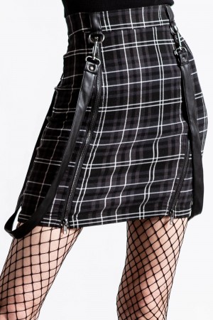 Killstar Daze Of Our Lives Mini Skirt [ASH TARTAN] Grises | 24597-CFAR