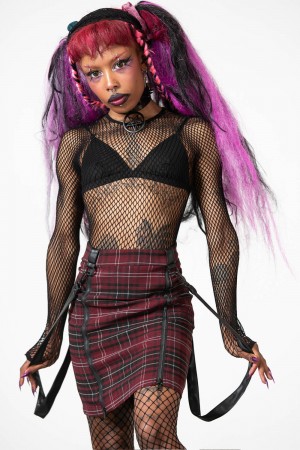 Killstar Daze Of Our Lives Mini Skirt [BLOOD TARTAN] Rojos | 70526-XSRQ