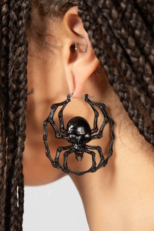 Killstar Deadly Hoop Earrings [B] Negros | 32018-RYWC