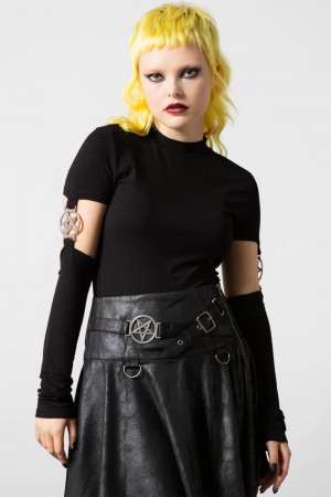 Killstar Demoness Crop Top Negros | 52096-ICVP