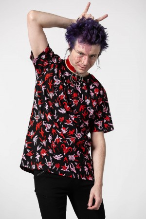 Killstar Demoniac T-Shirt Negros | 36752-QHPK