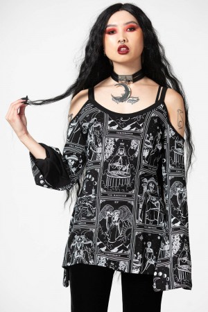 Killstar Destiny Cold-Shoulder Top Negros | 31506-HYJL