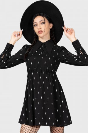 Killstar Detest Babydoll Mini Vestido Negros | 76354-SGPU