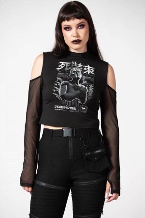 Killstar Devil's Voice Cold Shoulder Top Negros | 05139-NETL