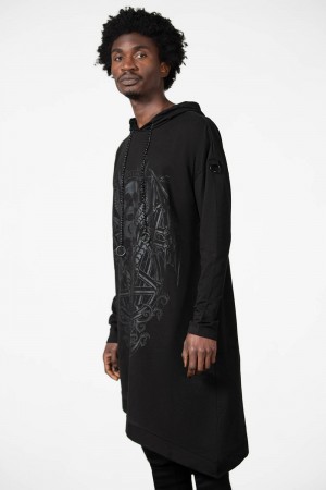 Killstar Dispare Asymmetrical Hoodie Negros | 79382-PHKM