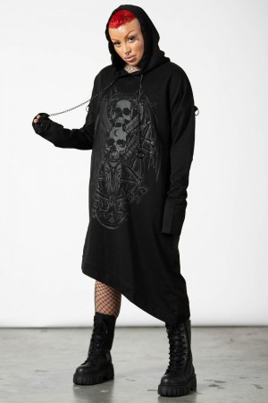 Killstar Dispare Asymmetrical Hoodie Negros | 09578-HJKI