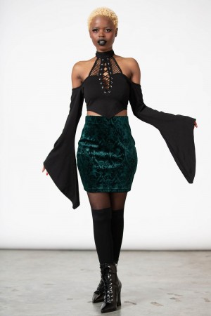 Killstar Doom Duchess Skirt [EMERALD] Verdes | 23985-CBOX
