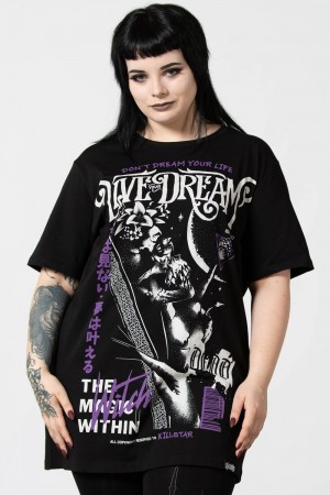 Killstar Dream T-Shirt Negros | 81276-VSDH