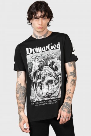 Killstar Dying God T-Shirt Negros Blancos | 73246-GPDM
