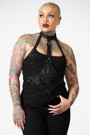 Killstar Dystopian Halter Top Negros | 38219-HMSD
