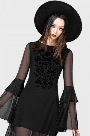 Killstar Elfin Heart Maxi Vestido Negros | 17259-HYRQ