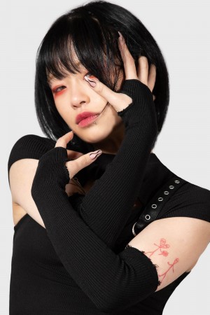 Killstar Elvyne Gloves Negros | 97463-YAIT