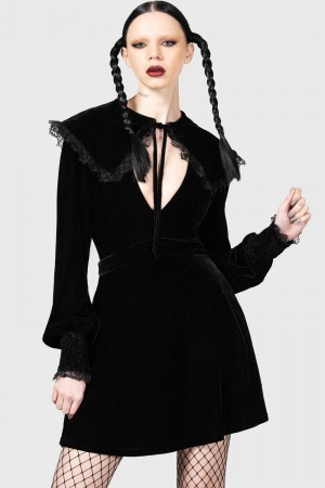 Killstar Emilee Emilee Collar Vestido Negros | 98567-MKZP