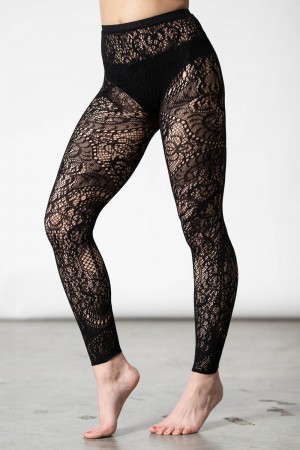 Killstar Empyrean Encaje Leggings Negros | 13580-SAMU