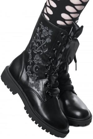 Killstar Enchanted Combat Boots Negros | 31905-ICLD