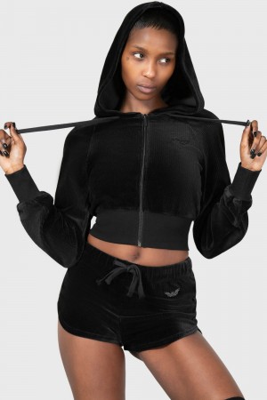 Killstar Eternal Rest Zip Hoodie Negros | 91268-UJWH