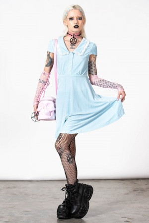 Killstar Every Mourning Collar Vestido [PASTEL BLUE] Azules | 21973-HURE