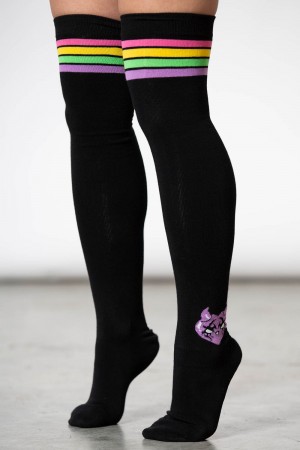 Killstar Fantasy Thigh-High Socks Negros | 74205-RJAE