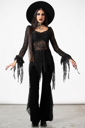 Killstar Faythe Encaje Top Negros | 91473-ECDJ
