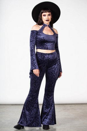 Killstar Felinology Crop Top [PLUM] Morados | 16409-MDLT
