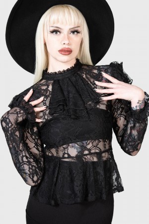 Killstar Fickle Feud Blouse Negros | 70269-VUWI