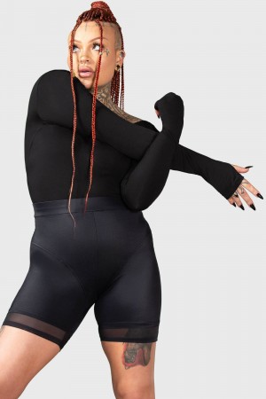 Killstar Flexi Demon Long Sleeve Leotard Negros | 51849-NCQO