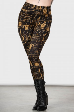 Killstar Folk Horror Leggings Negros | 52648-YHEO