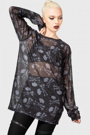 Killstar Fright Train Long Sleeve Top Negros | 35974-TKWF