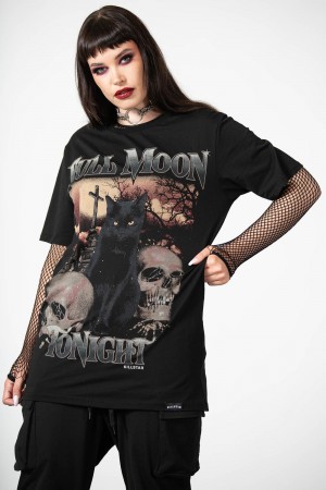Killstar Full Moon T-Shirt Negros | 20573-EOVW