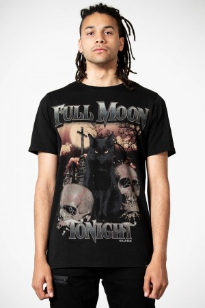Killstar Full Moon T-Shirt Negros | 21453-EJWS
