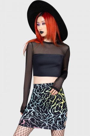 Killstar Ghoul Sweat Crop Top Negros | 21735-POWX