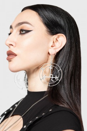 Killstar Glorious Charm Earrings Plateados | 73042-FQSA