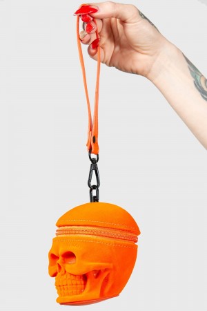 Killstar Grave Digger Coin Purse [ORANGE VELVET] Naranjas | 74368-KDWU
