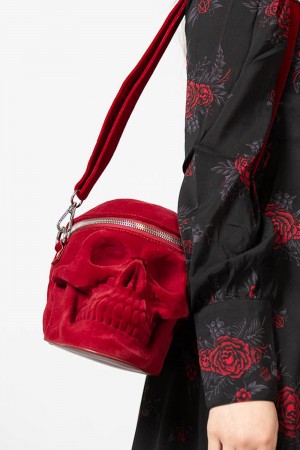 Killstar Grave Digger Skull Handbag [BLOOD] Rojos | 48591-VLPO