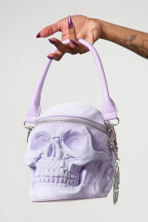 Killstar Grave Digger Skull Handbag [LILAC] Lilac | 59231-JYWO