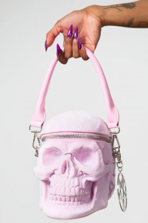 Killstar Grave Digger Skull Handbag [PASTEL PINK] Rosas | 73486-USXZ