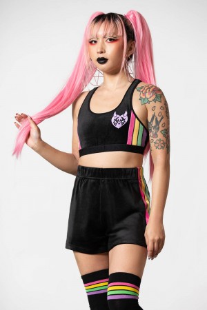 Killstar Groovy Velour Bralet Negros | 85073-VNOG