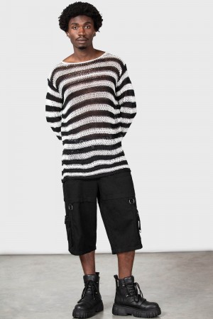 Killstar Grunge Sueter Negros Blancos | 16935-CMOF