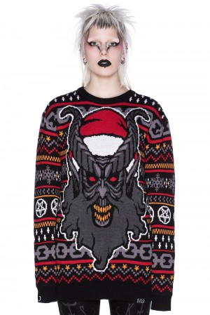 Killstar Hail Santa Knit Sueter [LTD] Negros | 16825-IQVM