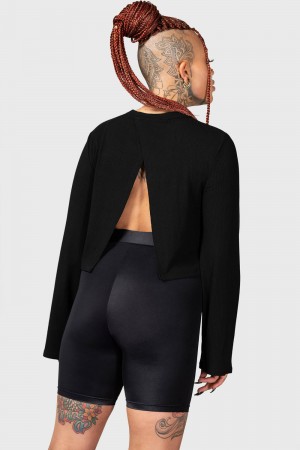 Killstar Haunted Affirmations Long Sleeve Top Negros | 15739-ARVT