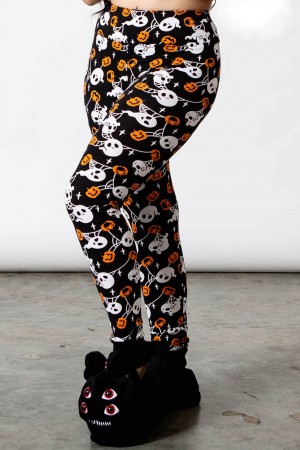 Killstar Haunted Pumpkin Lounge Leggings Negros | 41089-ZHFJ
