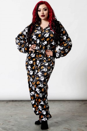 Killstar Haunted Pumpkin Onesie Negros | 15420-ZUXH