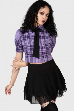 Killstar Hayee Ribbon Shirt Morados | 39621-EVYW