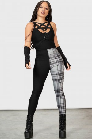 Killstar Heartbreaker Leggings Negros Grises | 05817-RDAW