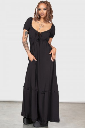 Killstar Heath Maxi Vestido Negros | 92017-TXBA