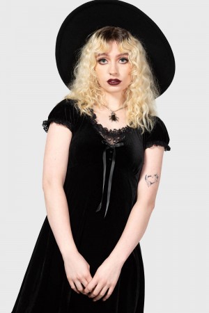 Killstar Heather Babydoll Vestido [B] Negros | 54023-UHXY