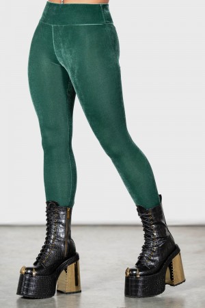 Killstar Hematite Leggings [GREEN] Verdes | 53710-NGZT