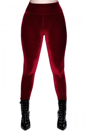 Killstar Hematite Leggings [RUBY] Rojos | 65213-LYEP