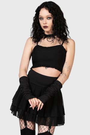 Killstar Ines Crop Top Negros | 39856-GIBT